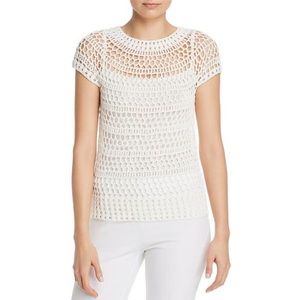 Theory Womens Crochet Crew Neck Tee Pullover Top